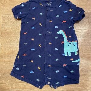 Carter's Navy Short Sleeve Romper with Multicolor Animal Prints